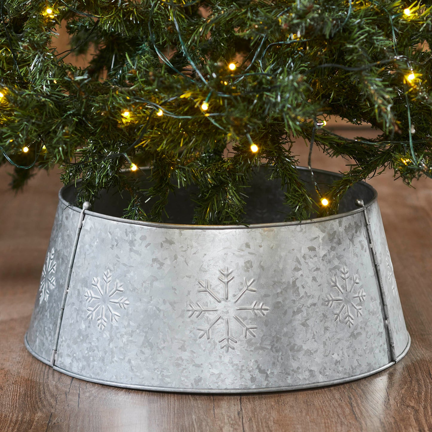 Snowflake Christmas Tree Collar Metal Galvanized