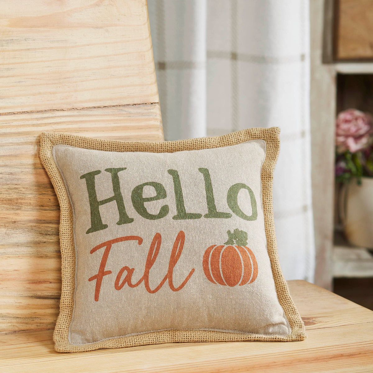Hello Fall Pumpkin Bounty Decorative Throw Pillow Inch Autumn Harvest Seasonal Home Accent