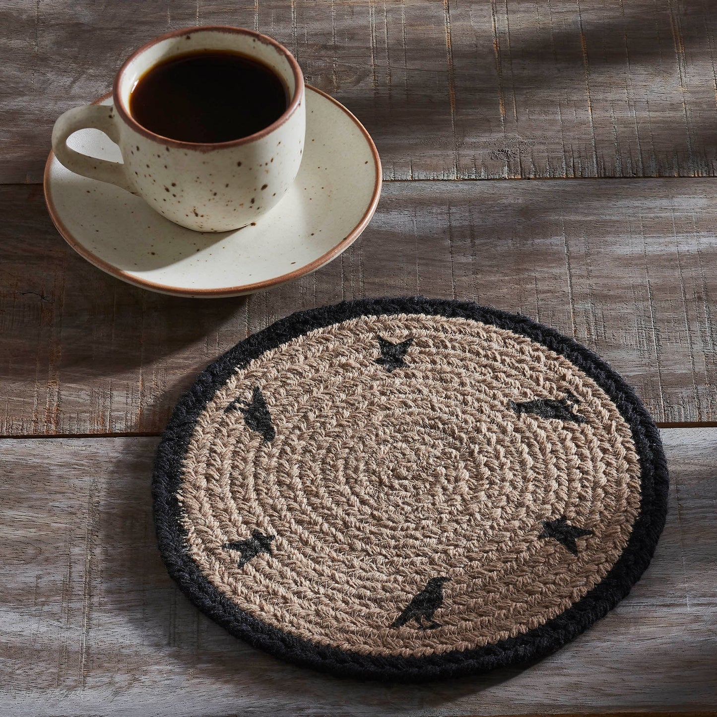 Raven Harvest Stencil Trivet 8Inch Round Heat Resistant Kitchen Countertop & Table Protector Rustic Farmhouse Home Decor