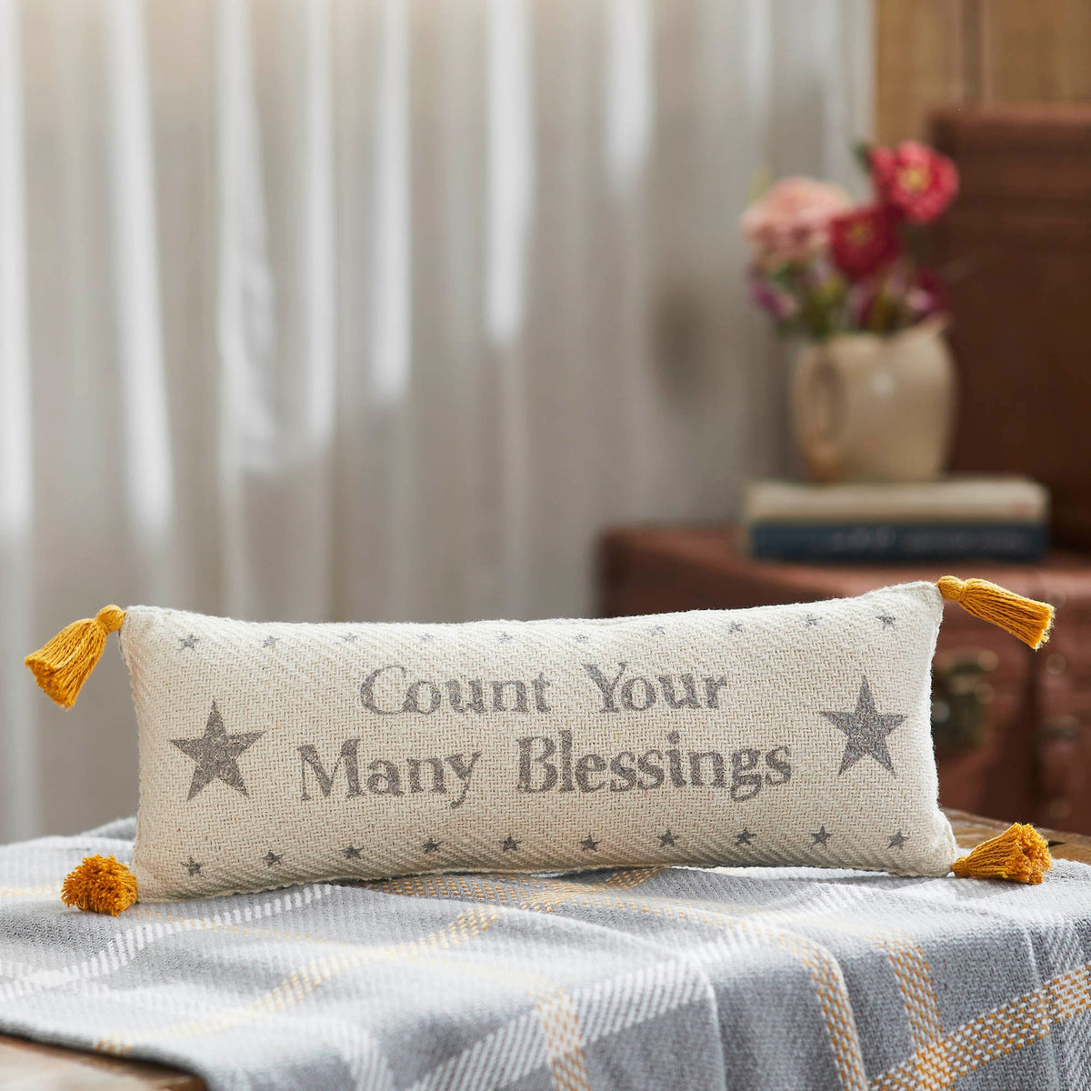 Harvest Blessings Fall Lumbar Pillow, Count Your Many Blessings Woven Decorative Accent Home Decor