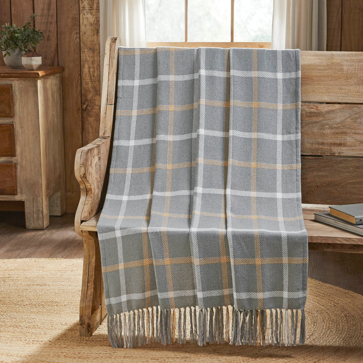 Harvest Blessings Autumn Farmhouse Plaid Throw Blanket Rustic Fall Cozy Decorative Sofa Accent