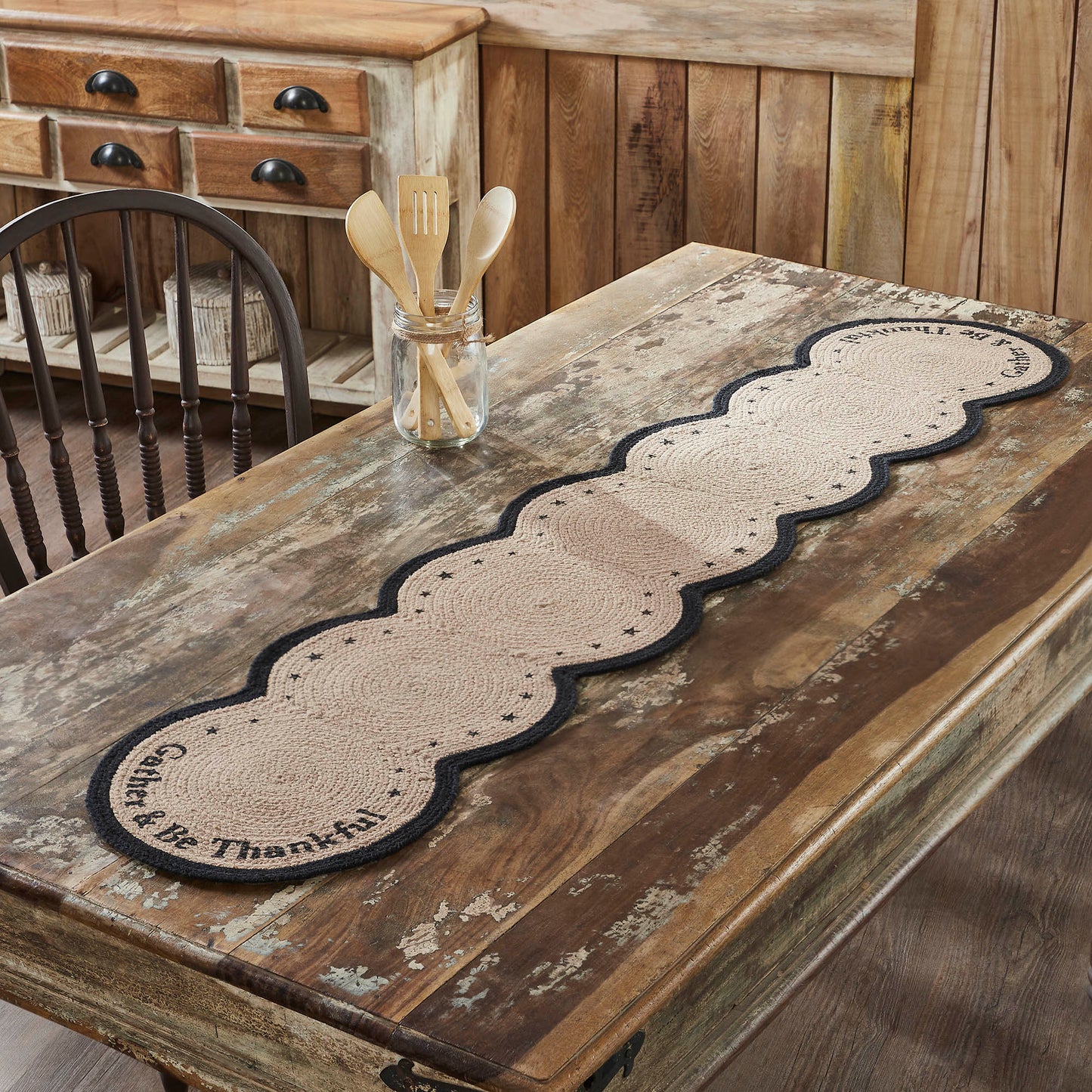 12x60 Harvest Blessings Stenciled Table Runner Gather & Be Thankful Autumn Fall Thanksgiving Dining & Home Decor