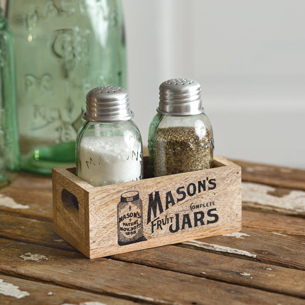Mason's Jars Wooden Salt & Pepper Caddy - Min of 2