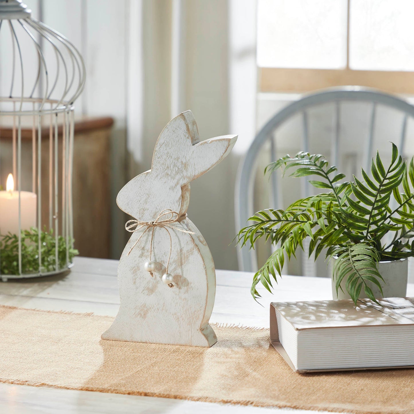 Spring In Bloom Wooden Upright Bunny Silhouette w/ Twine
