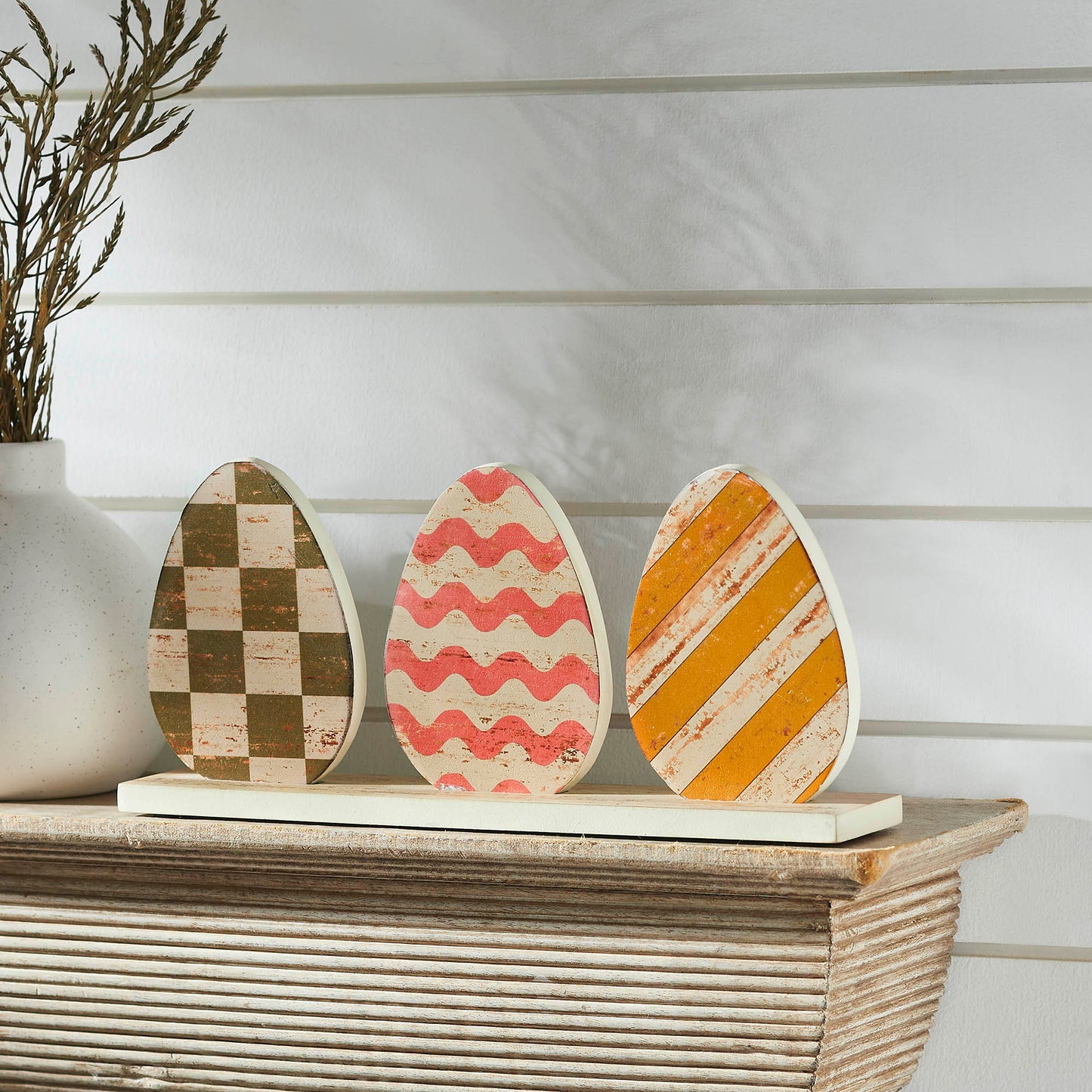 Bunny Hop MDF 3 Painted Eggs w/ Base