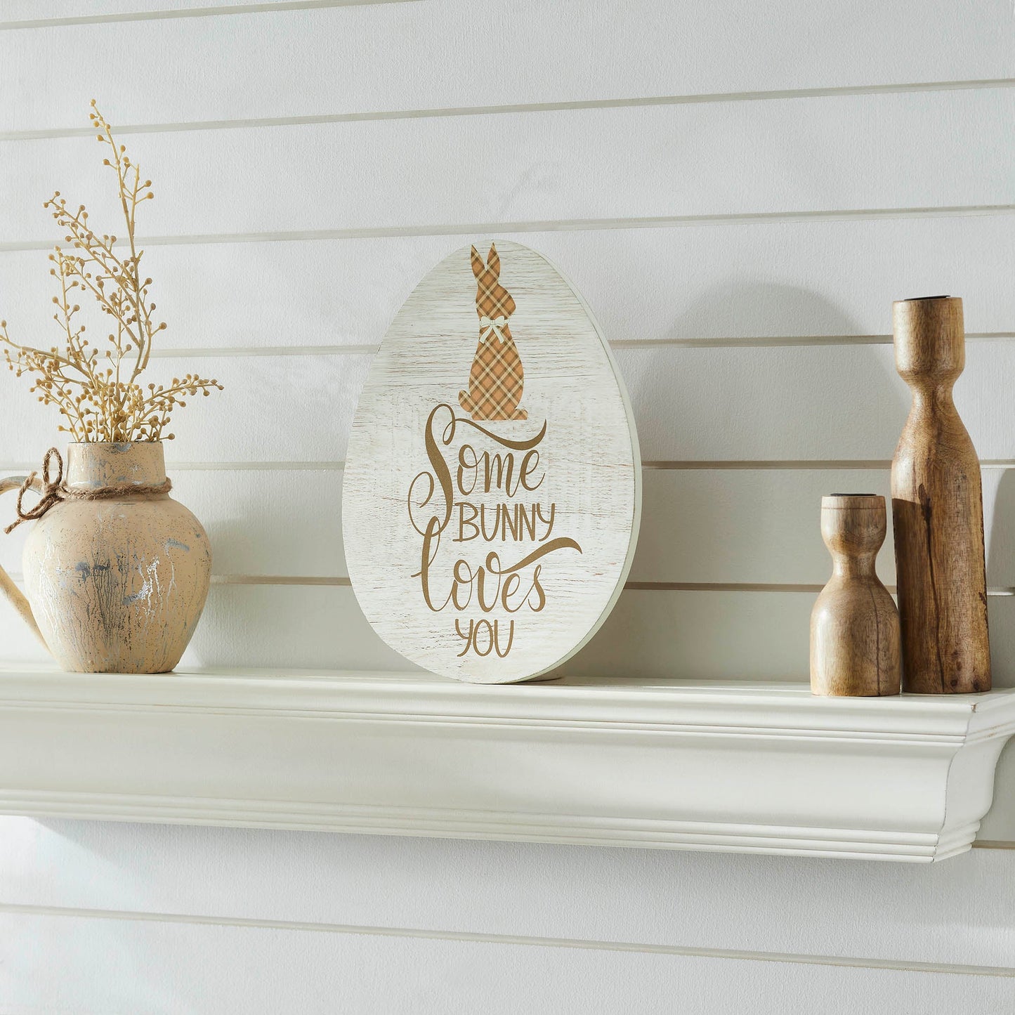 Bunny Hop Some Bunny Loves You Egg MDF Wall Sign 12x9x0.5