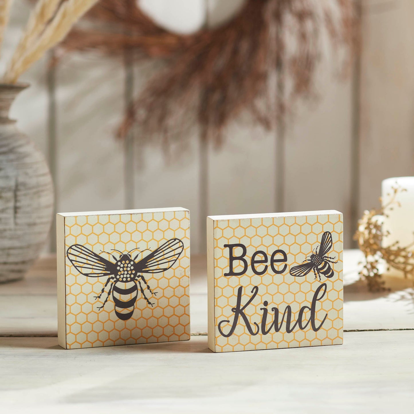 Buzzy Bees Bee Kind MDF Block Sign Set of 2