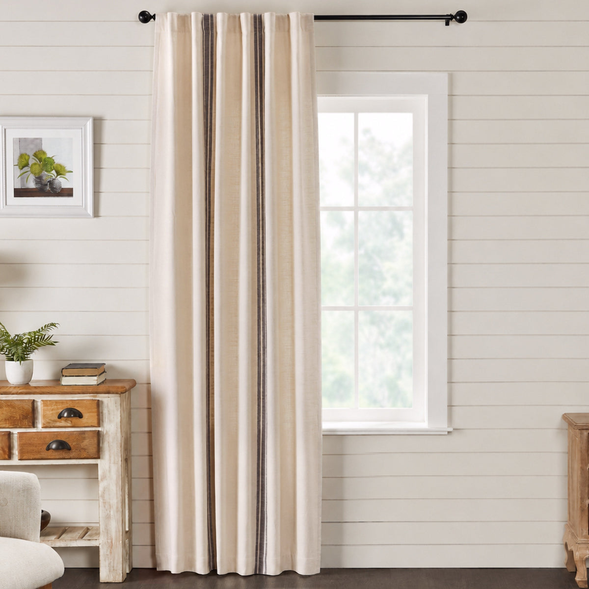 Market Place Gray Grain Sack Stripe Blackout Panel