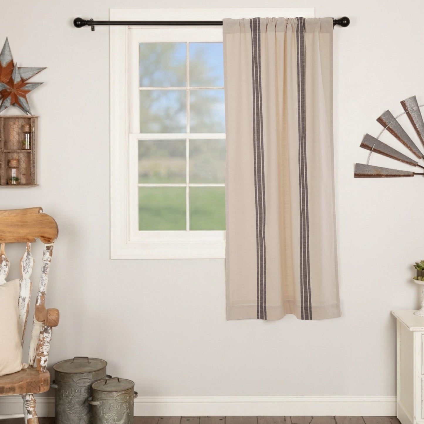 Market Place Gray Grain Sack Stripe Blackout Short Panel