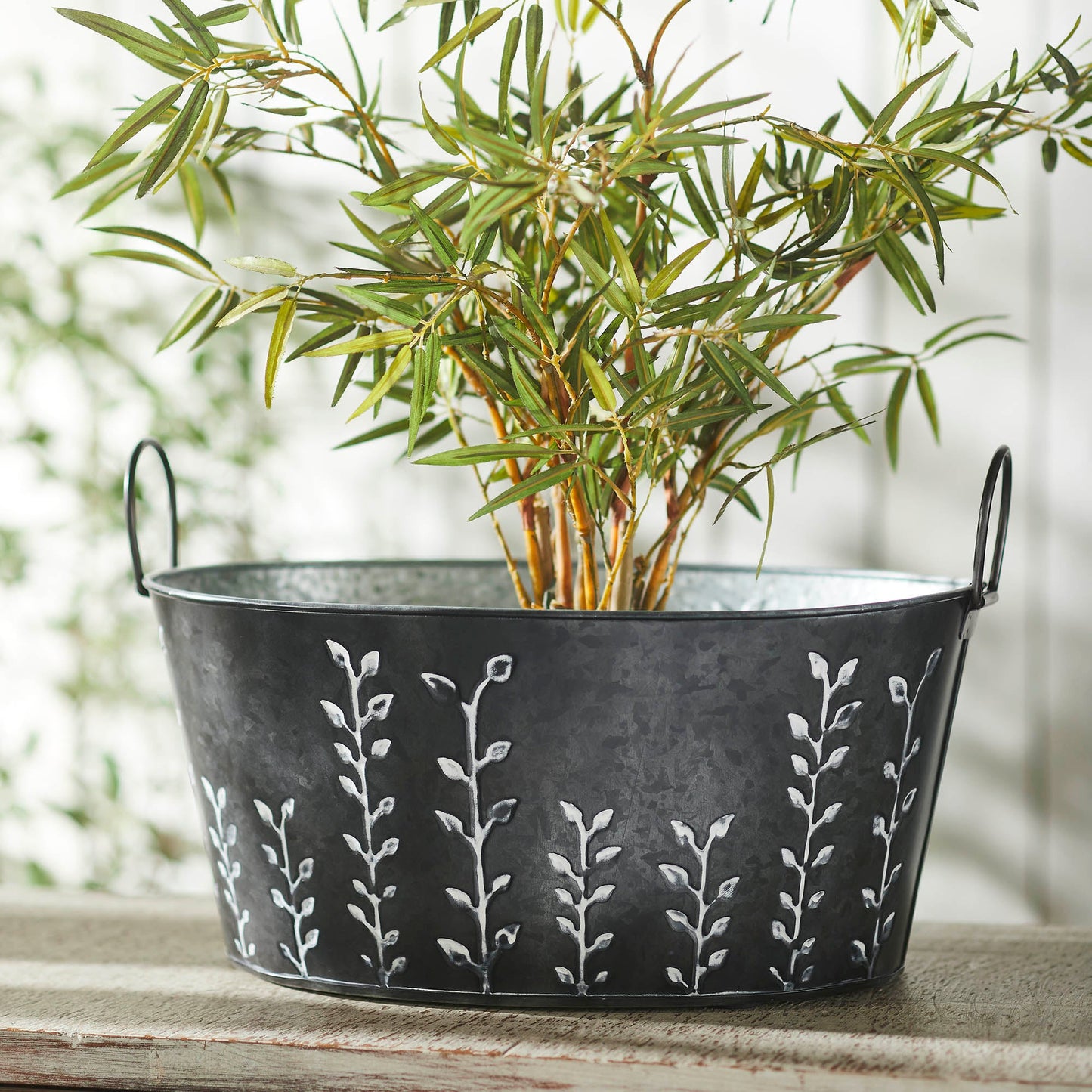 Spring In Bloom Galvanized Metal Debossed Tub