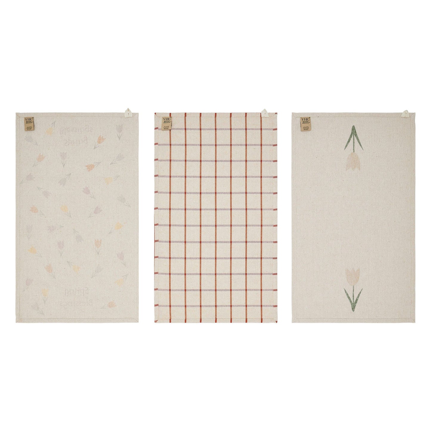 Spring In Bloom Spring Blessings & Tulips Tea Towel Set of 3 16x28