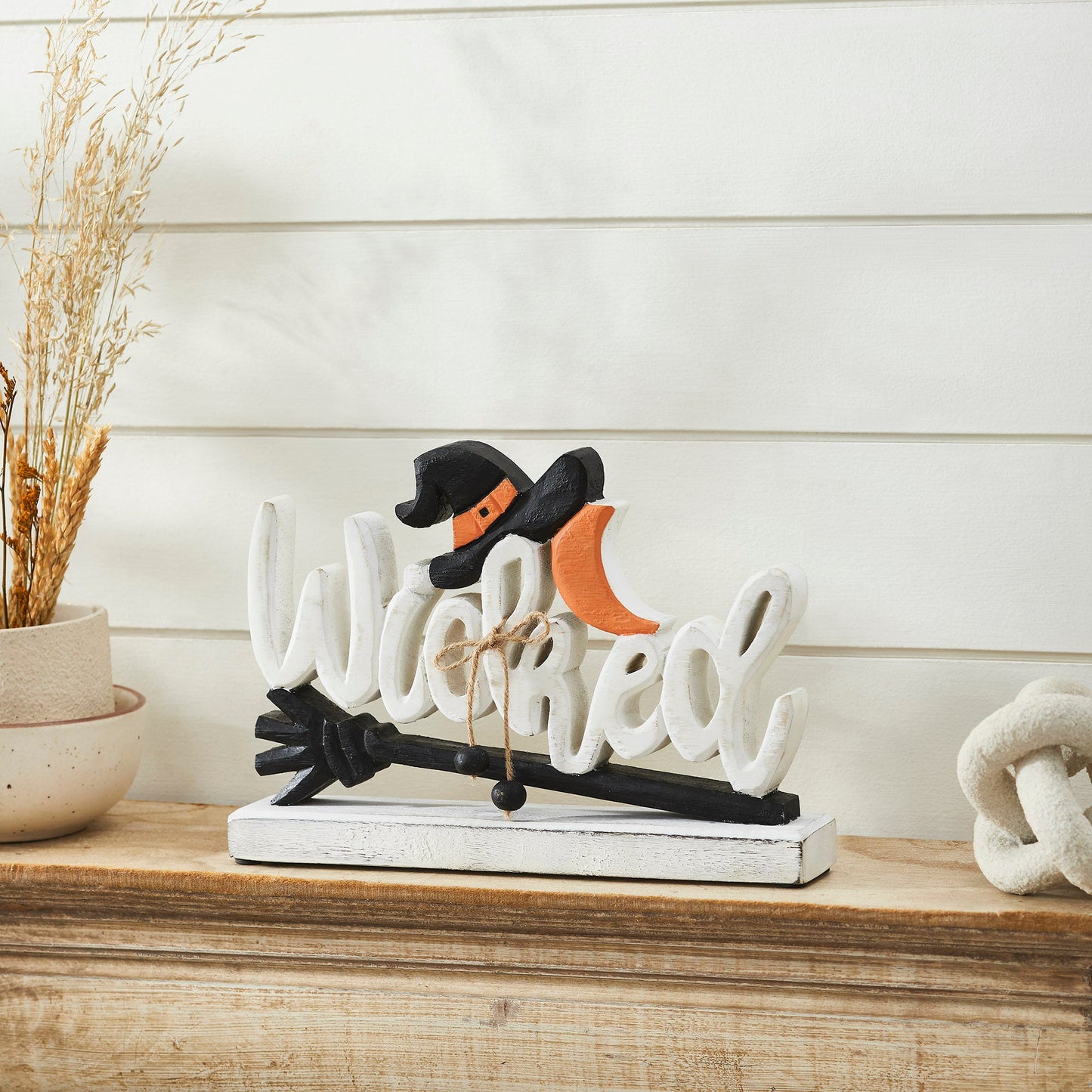 Wicked Witch Wooden Tabletop Decor Sign Spooky Halloween Home Accent 8x11.5x2