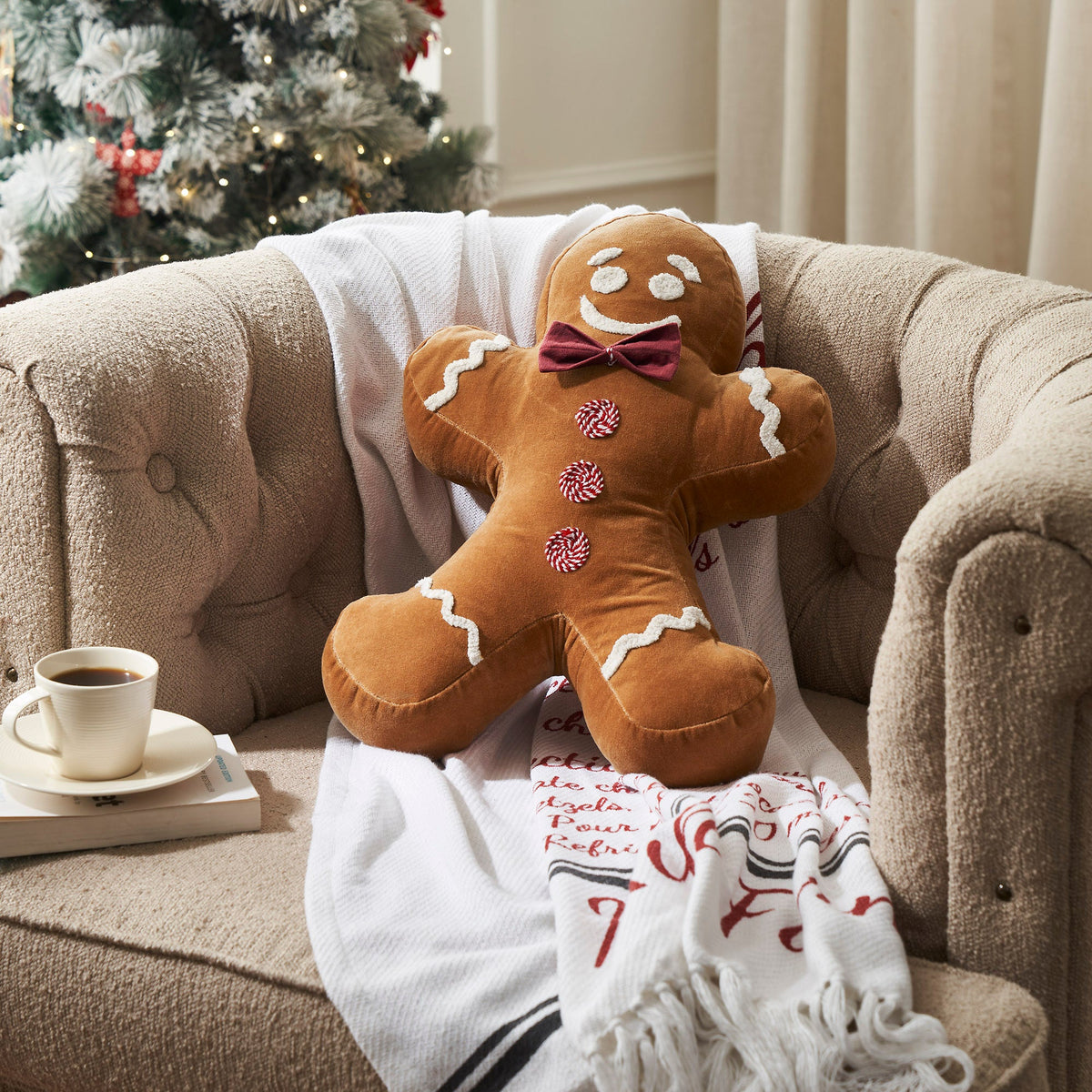 Mr. Gingerbread Appliqued Pillow