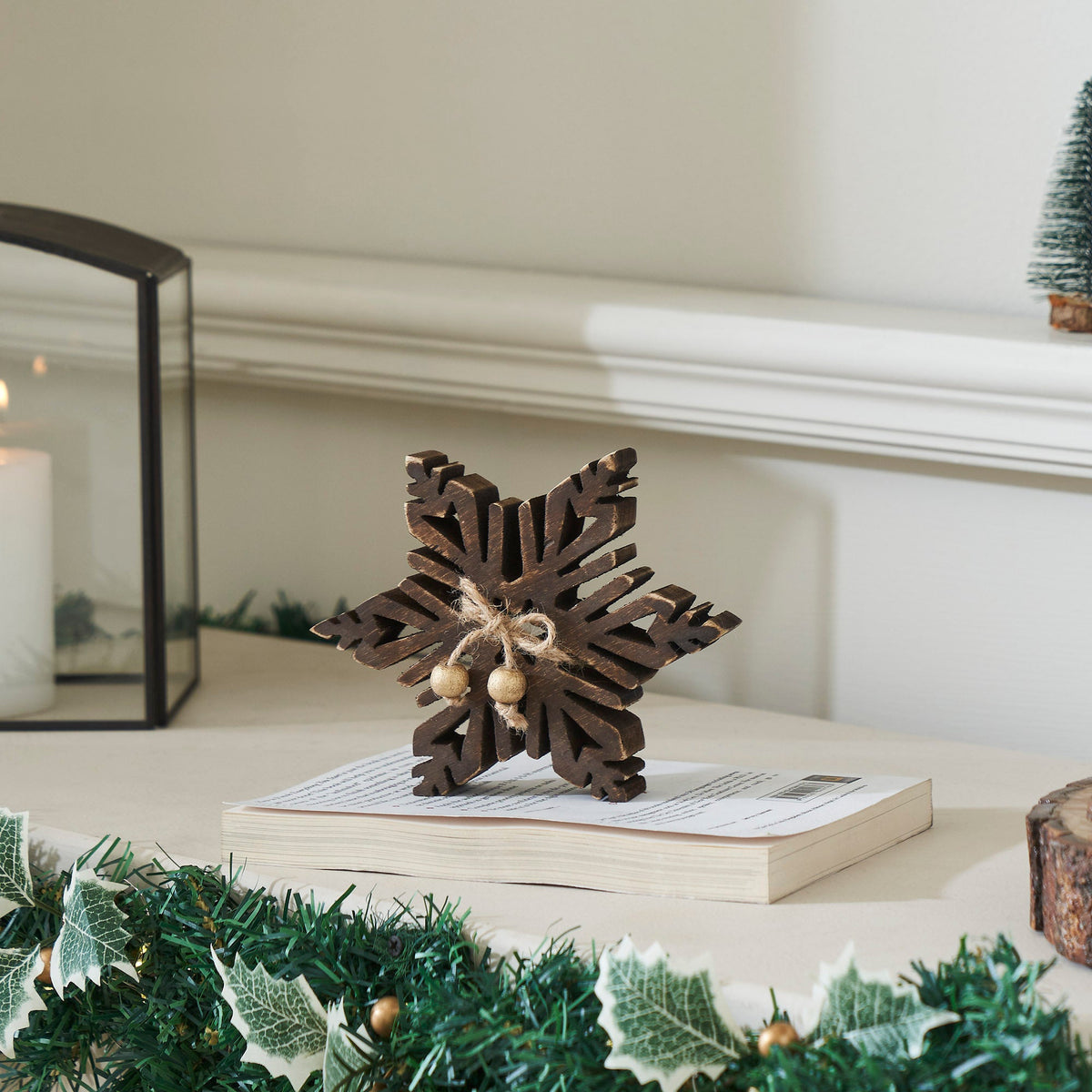 Dark Wooden Snowflake 5.75x5.75x1