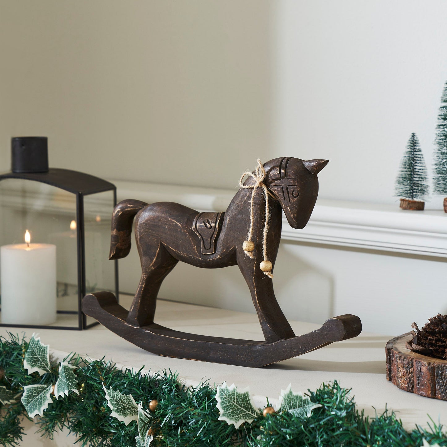 Dark Wooden Rocking Horse 9.5x15x1.5