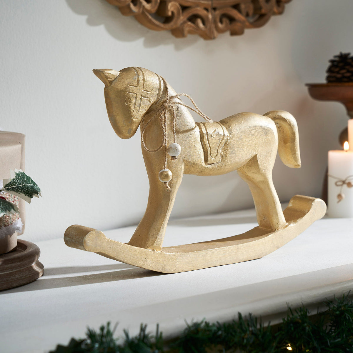 Brushed Gold Wooden Rocking Horse