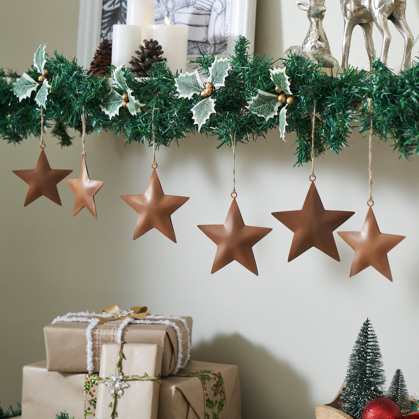 Rust Star Metal Ornament Set of 6- 4.2/