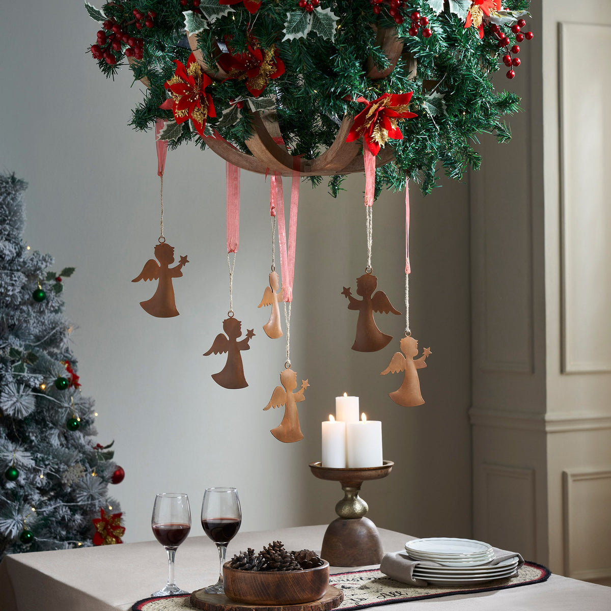 Rust Angel Metal Ornament Set of 6