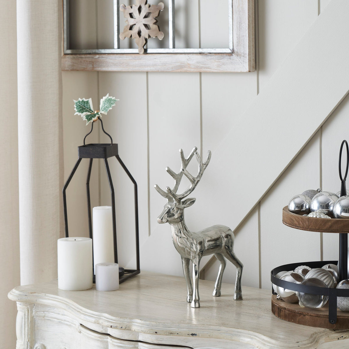 Shiny Silver Reindeer Figurine