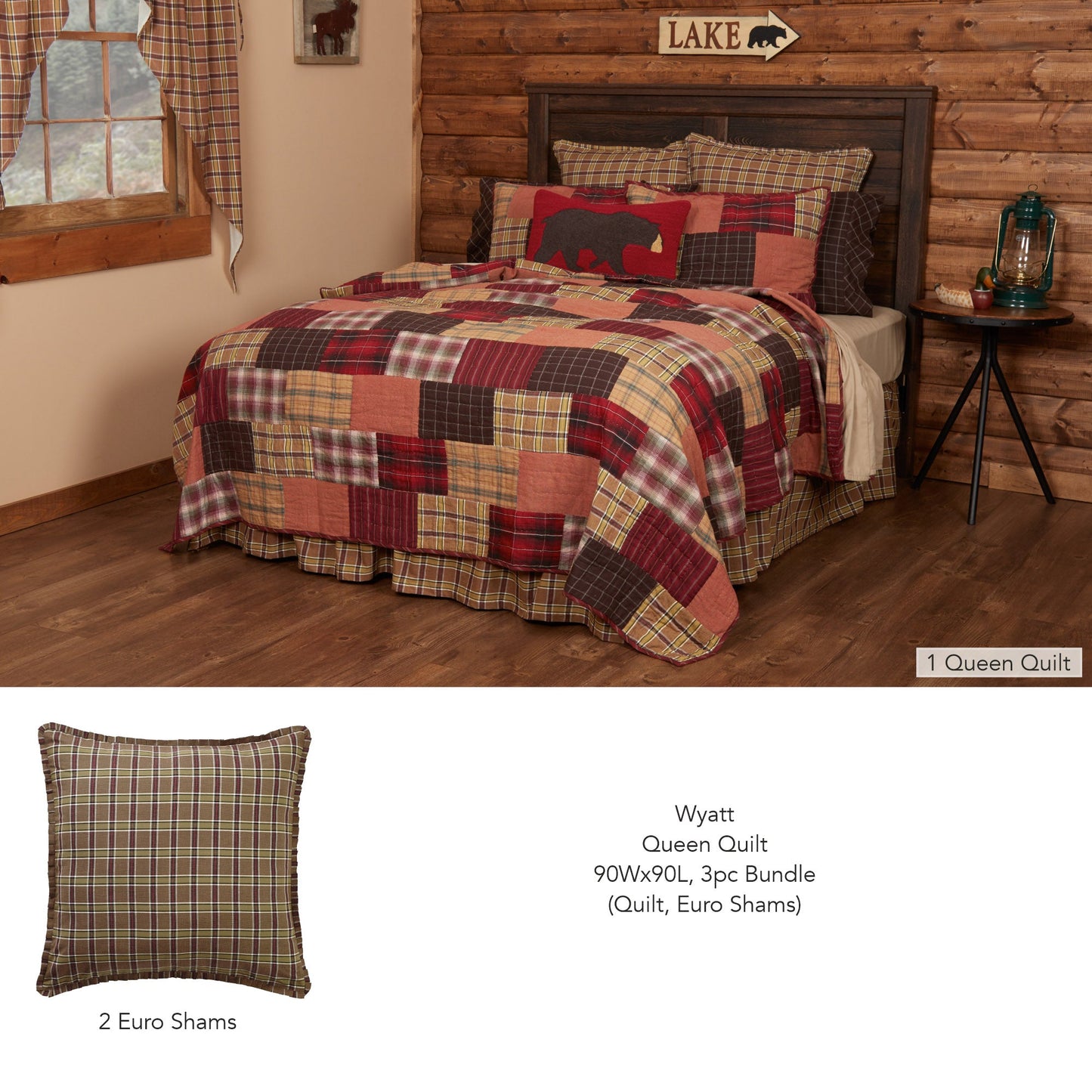 Wyatt Queen Quilt 90Wx90L 3pc Bundle (Quilt, Euro Shams)