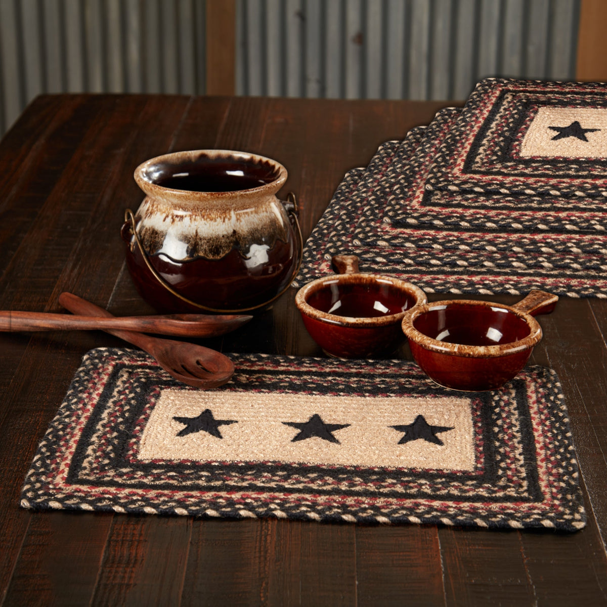 Colonial Star Jute Rect Placemat Set of 6 12x18