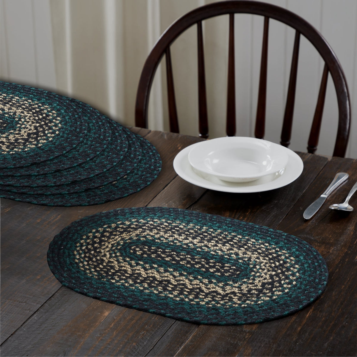 Pine Grove Jute Oval Placemat Set of 6 12x18