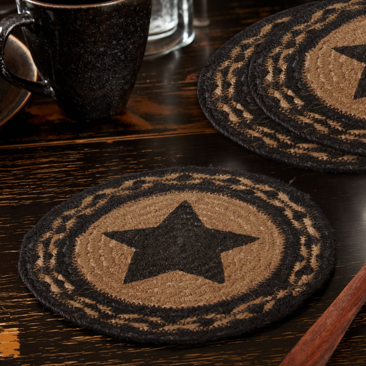 Farmhouse Jute Trivet Stencil Star 8 Set of 3