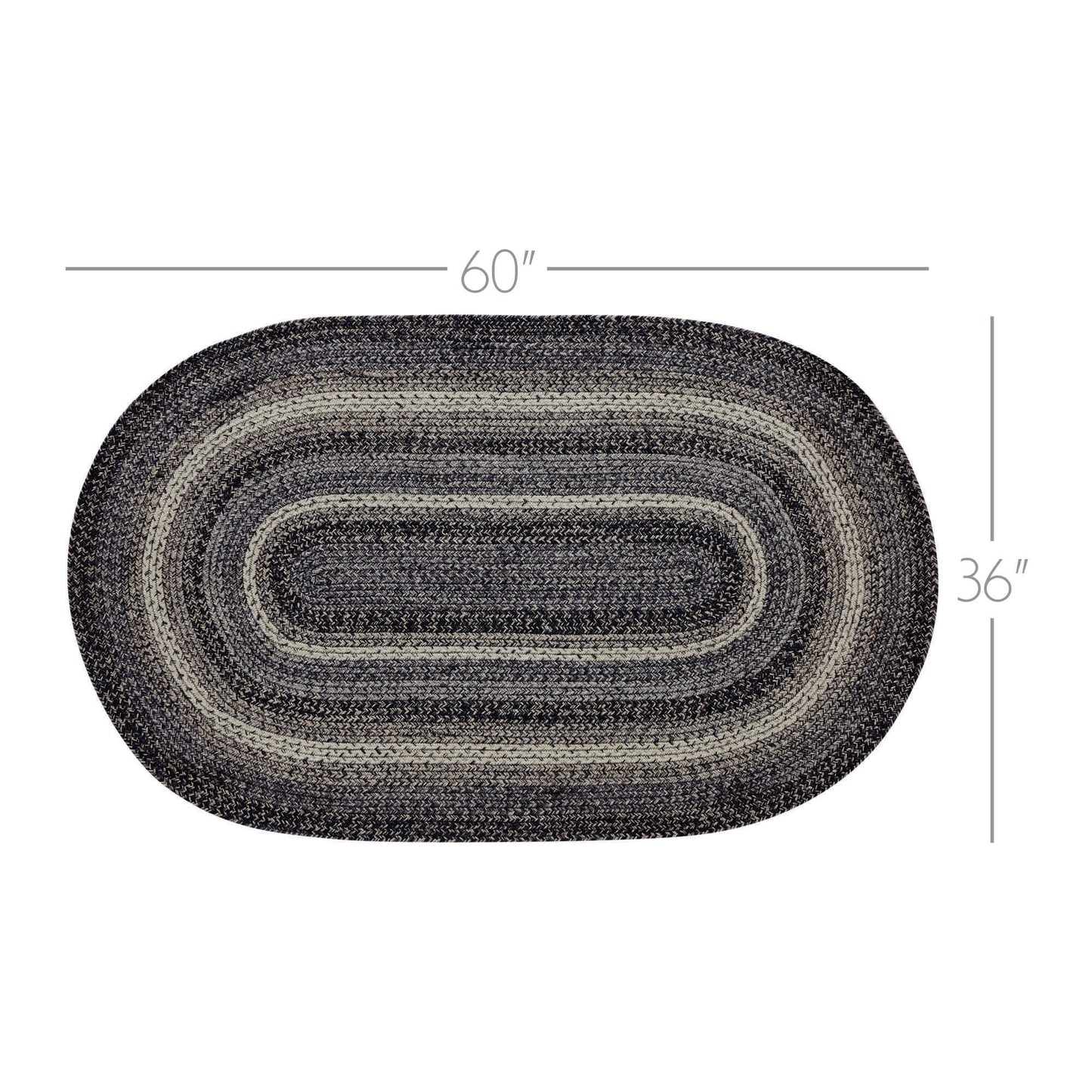 Sawyer Mill Black White Jute Rug Oval w/ Pad 36x60