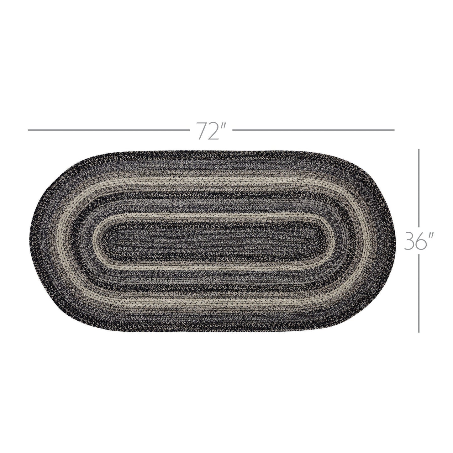 Sawyer Mill Black White Jute Rug Oval w/ Pad 36x72