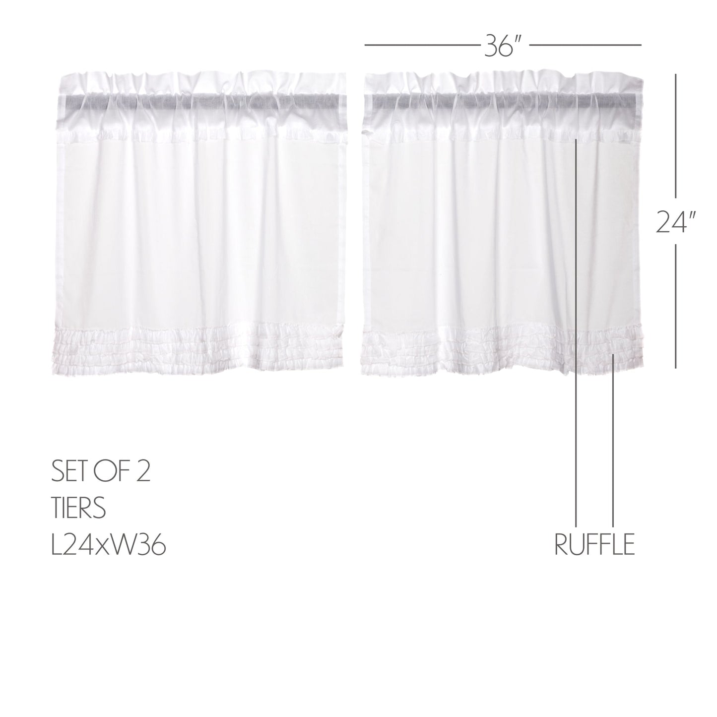 White Ruffled Sheer Tier Set of 2 L24xW36