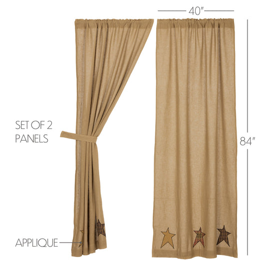 Stratton Burlap Applique Star Panel Set of 2 84x40