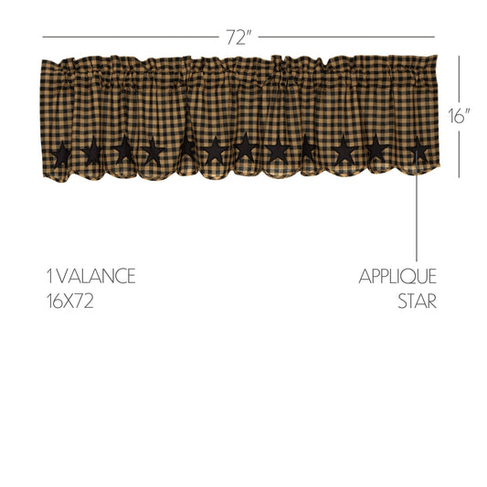 Black Star Scalloped Valance 16x72