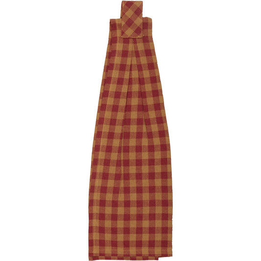Burgundy Star Button Loop Tea Towel