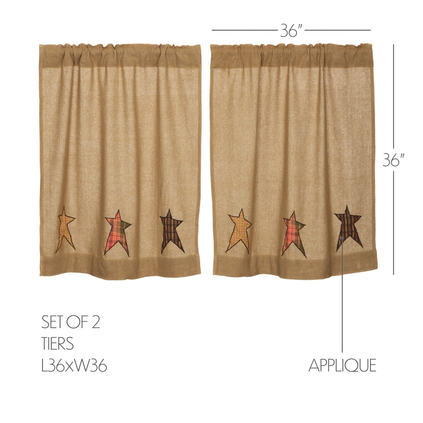 Stratton Burlap Applique Star Tier Set of 2 L36xW36