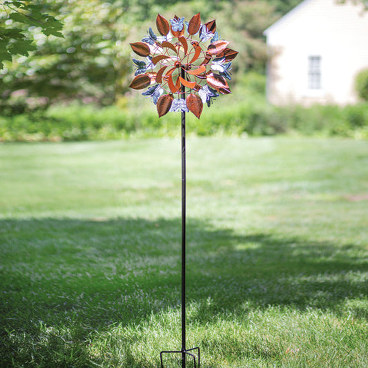 Verdigris Butterfly & Leaf Wind Spinner