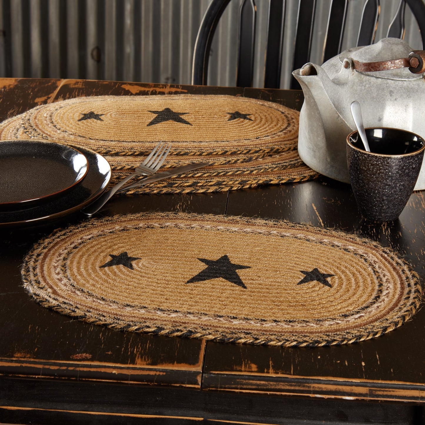 Kettle Grove Jute Placemat Stencil Star Set of 6