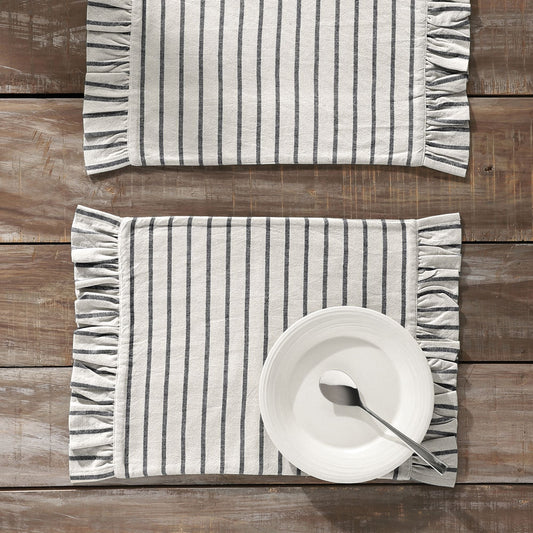 Kaila Ticking Stripe Ruffled Placemat Set of 2
