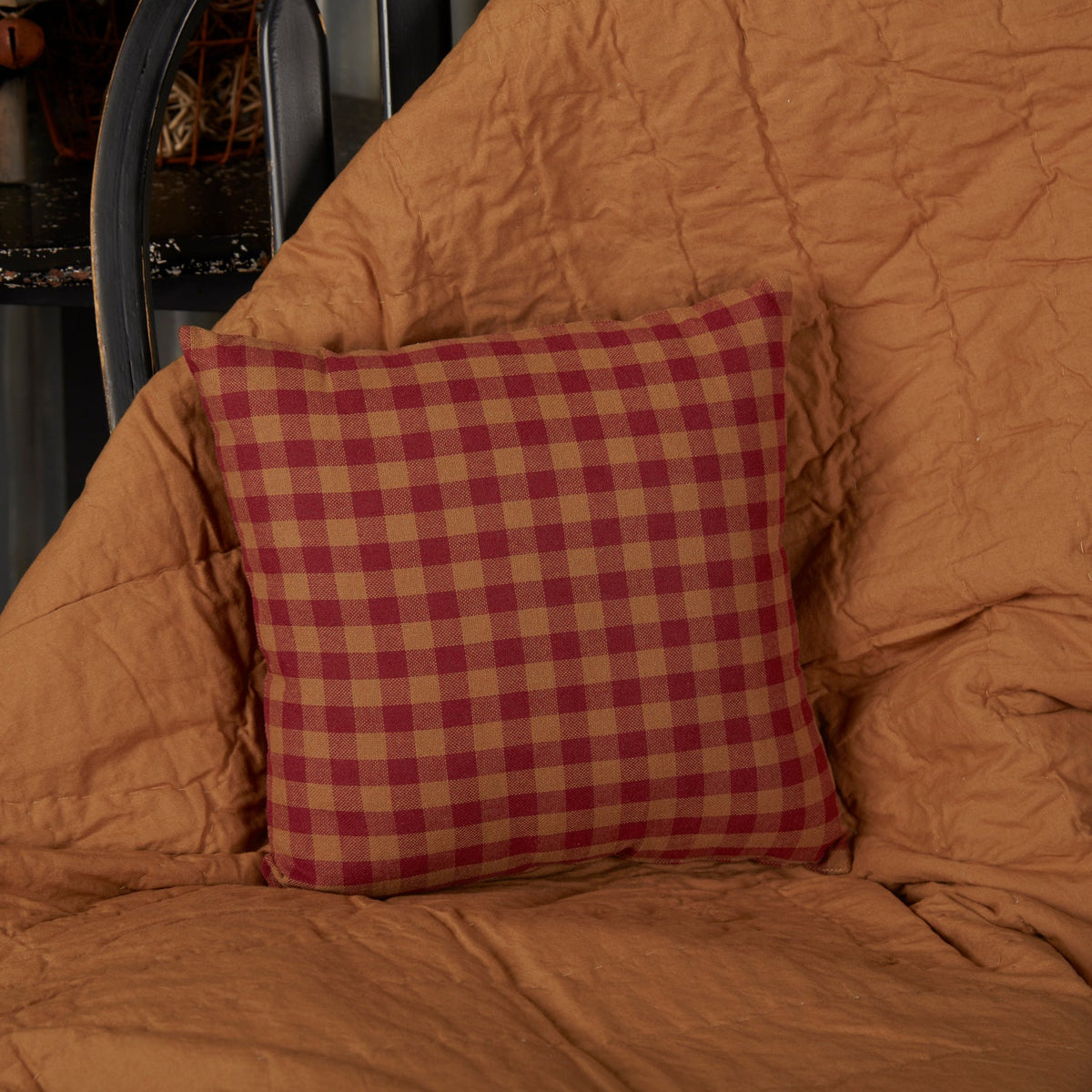 Burgundy Check Fabric Pillow