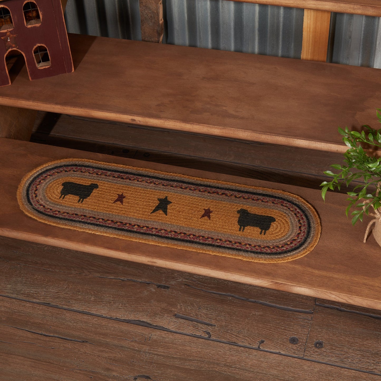 Heritage Farms Sheep Jute Stair Tread Oval Latex