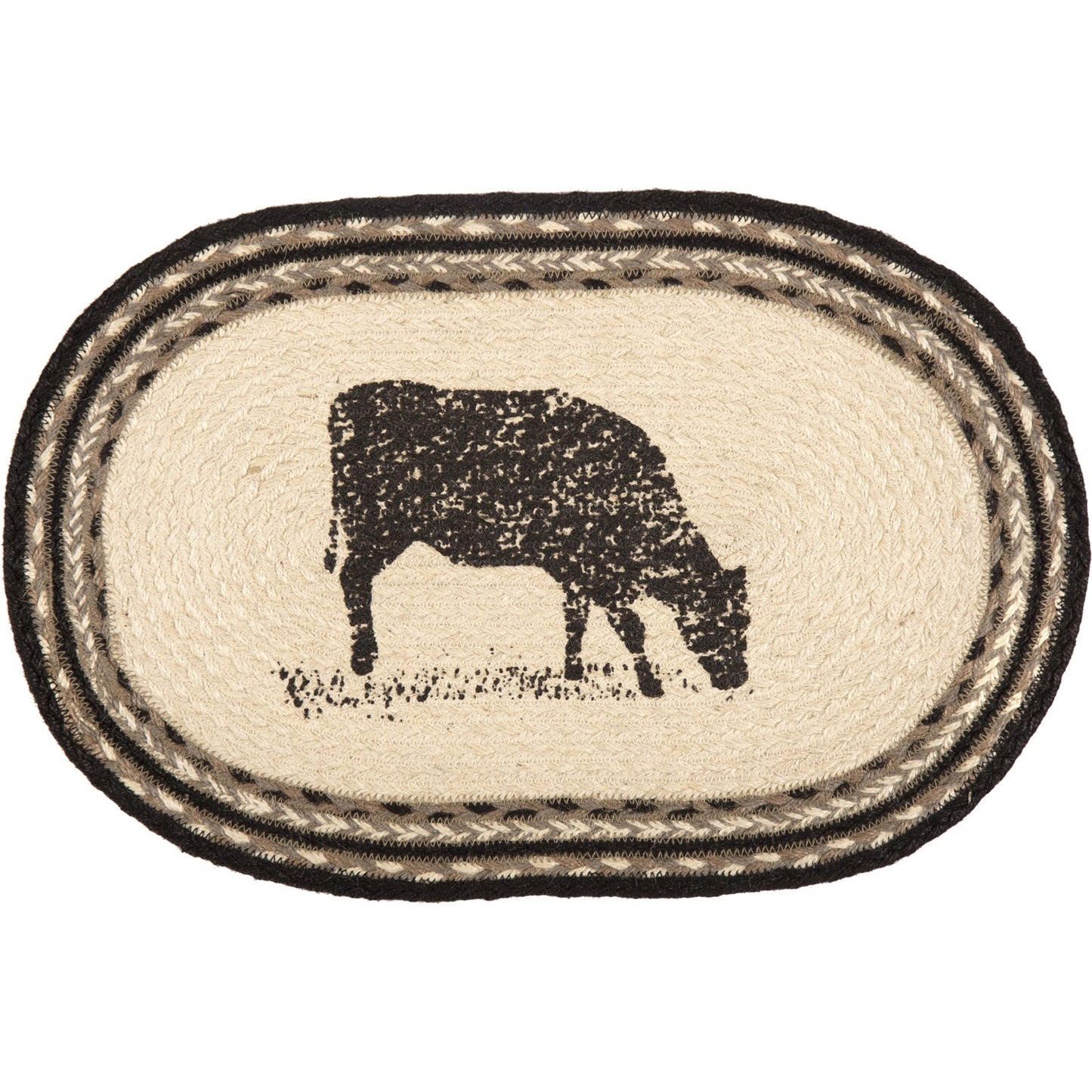 Sawyer Mill Charcoal Cow Jute Placemat Set of 6 12x18