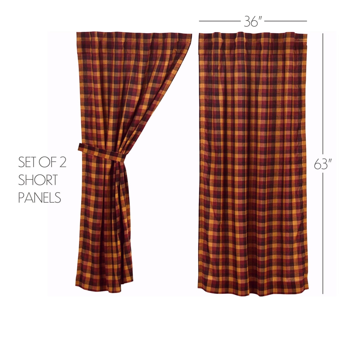 Heritage Farms Primitive Check Short Panel Set of 2 63x36