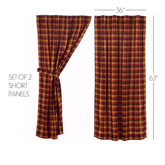 Heritage Farms Primitive Check Short Panel Set of 2 63x36
