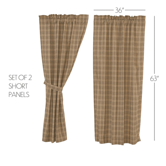 Sawyer Mill Charcoal Plaid Short Panel Set of 2 63x36
