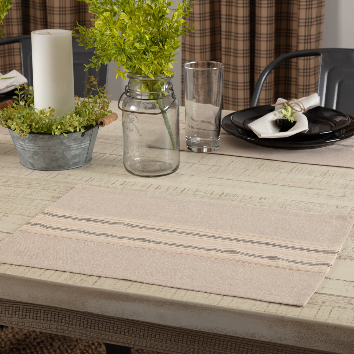 Sawyer Mill Charcoal Stripe Placemat Set of 6