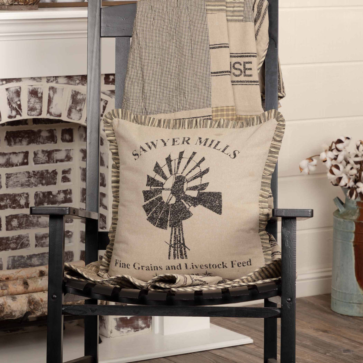 Sawyer Mill Charcoal Windmill Pillow