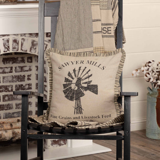 Sawyer Mill Charcoal Windmill Pillow