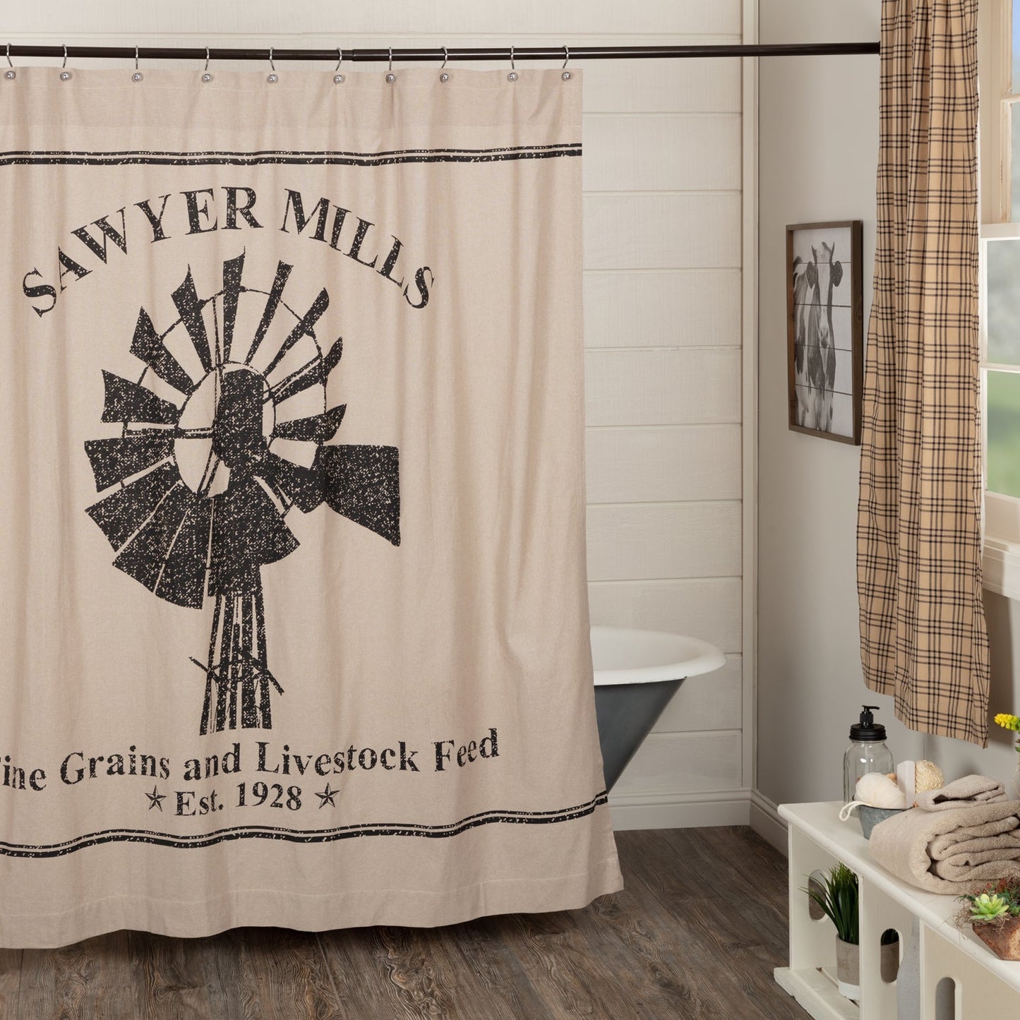 Sawyer Mill Charcoal Windmill Shower Curtain