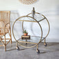 Round Antique Brass Bar Cart