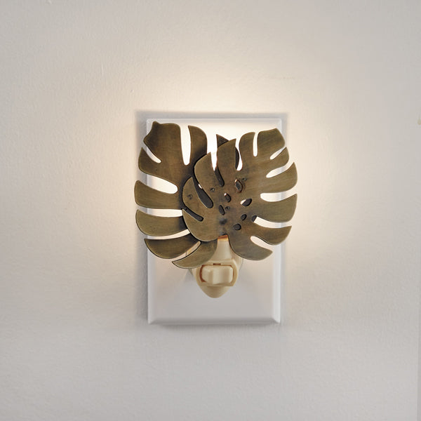 Antique Brass Monstera Leaf Night Light - Min of 4