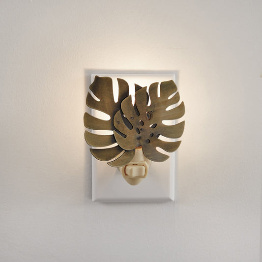 Antique Brass Monstera Leaf Night Light - Min of 4